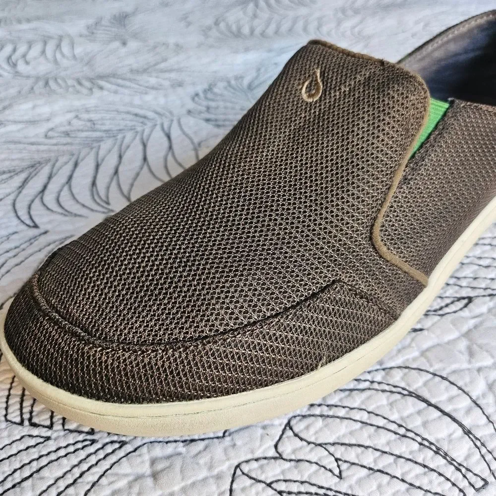EUC Olukai Nohea Mesh Mustang Brown Slip on Men 9.5